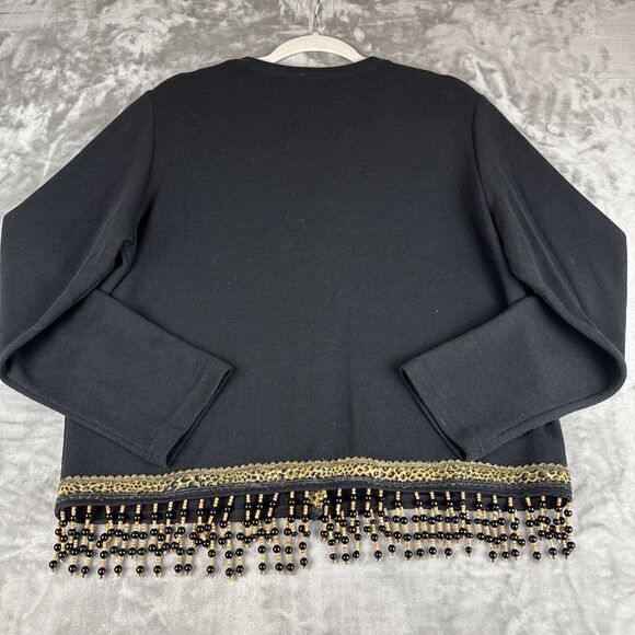 Vintage Judy Myers for Designer Times Cardigan Women's M‎ Black Bead Trim (1068) - Picture 7 of 10
